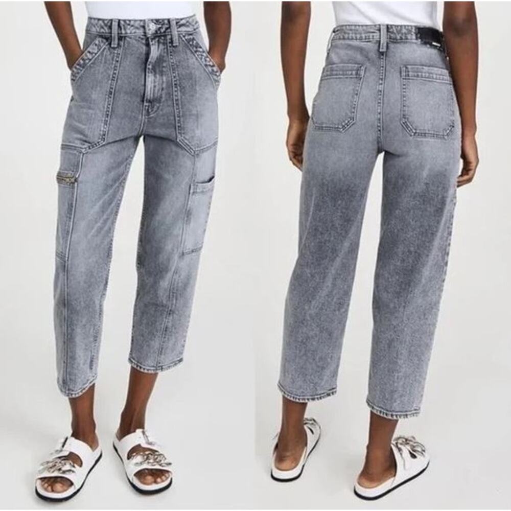 MOTHER Superior The Private Zip Pocket High Rise Cropped Wide Leg Jeans Size 28